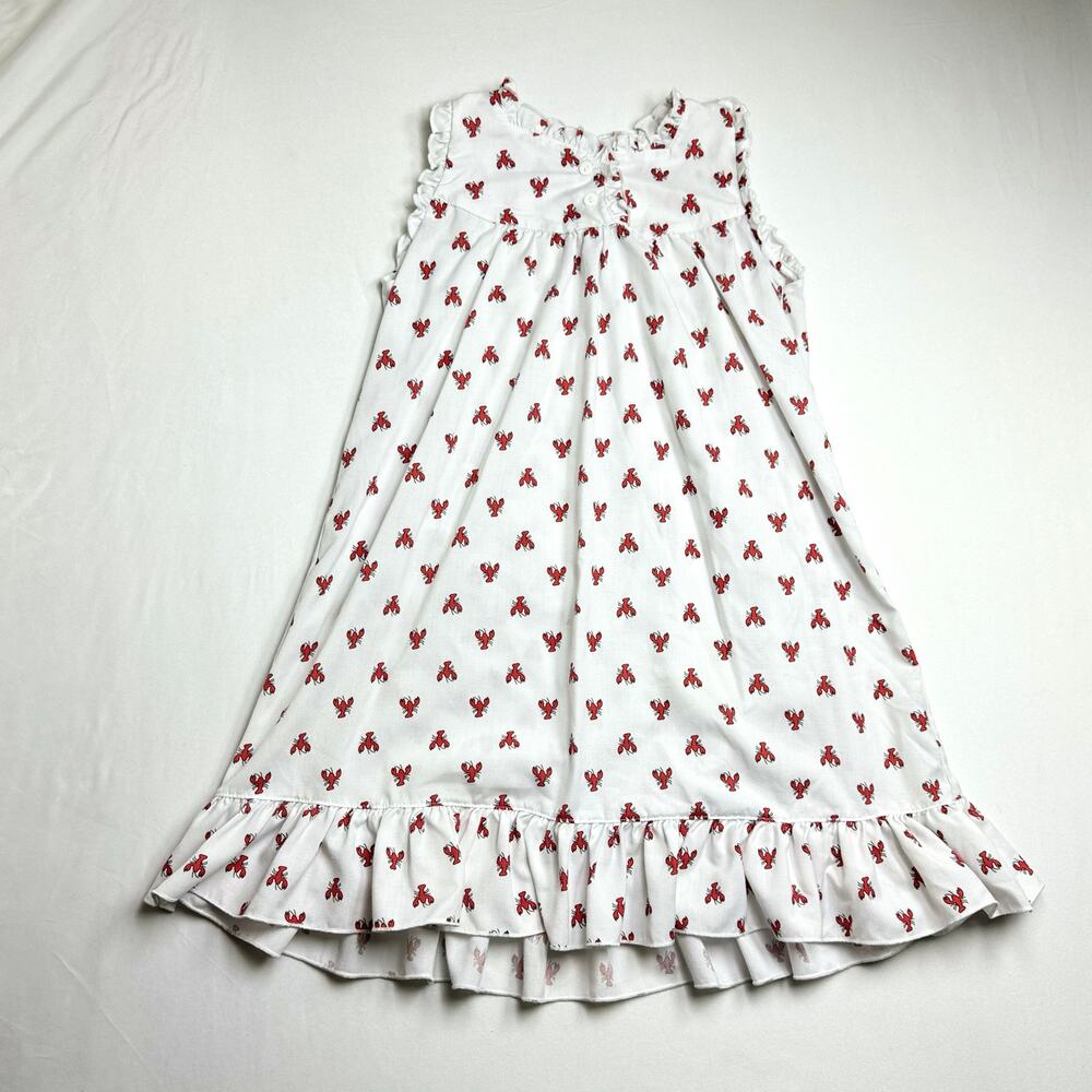 Sweet Dreams Girls Size 7 Crawfish Lobster Print White Red Ruffle Dress